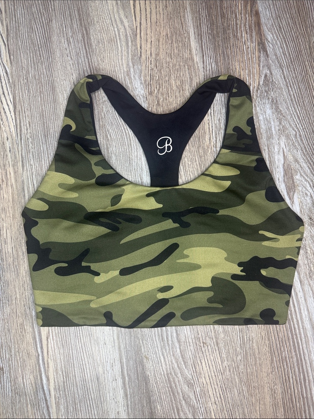 Bombshell Sportswear Bright Army Green Camo Reversible Tank Sports Bra